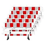 TMS PRO SHOP 5 x Absperrgitter, rot/weiß, Kunststoff, RA1, mit drehbaren Füßen, 200 x 102 cm, Art.-Nr. 611505 | Schrankenzaun | Absperrschranke | Absperrzaun