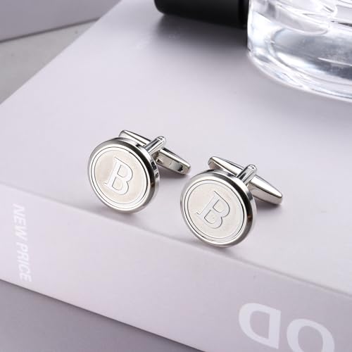 Image of LOYALLOOK Initial Gold Cufflinks for Men Gold Cuff Links Personalized Copper CuffLinks Letter Cufflinks Gift for Groom Husband Father