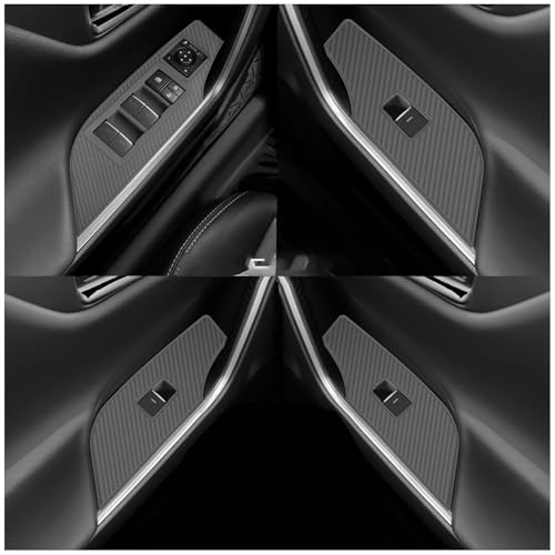 Temmis 4PCS Car Door Window Switch Panel Cover for Toyota RAV4 / RAV-4 / Wildlander 2020-2025, Auto Interior Decor Accessories Armrest Trim Silicone Style Kit-Black