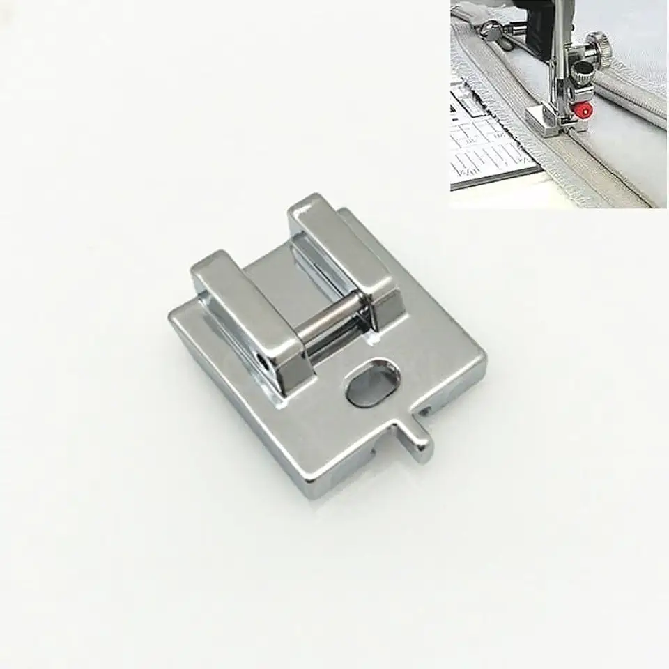 Calcador/Sapata de Metal para Zíper invisível com Guia P/máquina doméstica- 601ZN