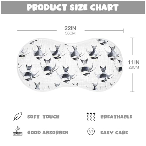 vvfelixl Baby Burp Cloths Black and White Angelfish Baby Newborn Cotton Burping Cloths Set Babys Washcloths 4 Pack2