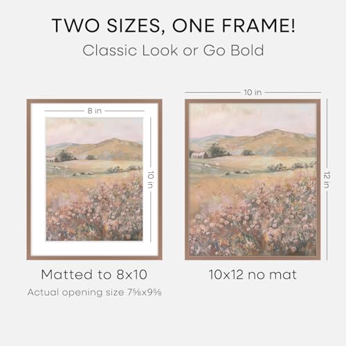 Image of Homeforia 10x12 Picture Frame Mocha, High End Metal 10x12 Poster Frames with Mat for 8x10, 10 x 12 Mocha Frame Matted to 8 x 10 inch Photo, 10by12 Thin Hanging Frames, Tempered Glass, Wall Kit, Set of 2