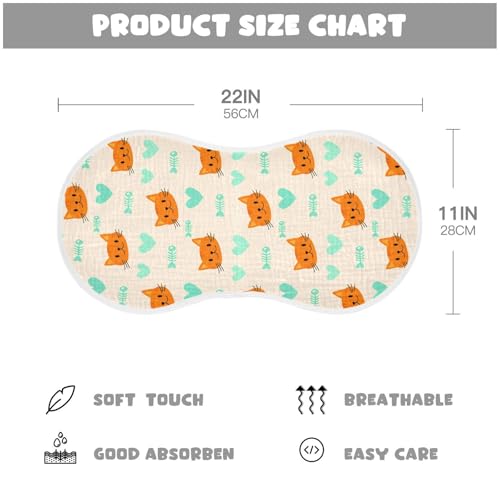 Cartoon Orange Cats Baby Burp Cloths for Boys and Girls, Soft Muslin Spit Up Towels, 22"x11" Newborn Essentials for Feeding and Drooling, 4 Pack4