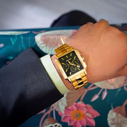 Image of SKMEI Luxury Digital Watch for Men - Quartz Analog-Digital Display, Stainless Steel & Leather Strap, Waterproof 3ATM, Stopwatch, Date, Stylish Fashion Watch for Casual & Formal Wear - 2339