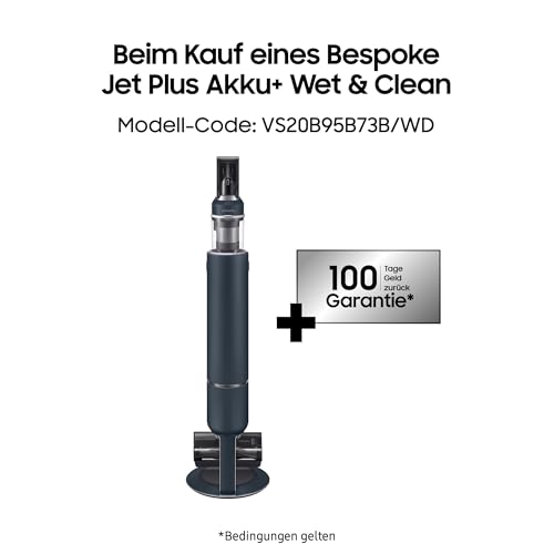 Samsung Bespoke Jet Plus Akku+ Wet & Clean Akku-Staubsauger, Teleskopierbar, All-in-one Clean Station, Inkl. Ersatz-Akku und Zubehör, Midnight Blue, VS20B95B73B/WD, 210 W