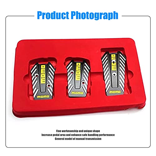 Cueclue 3 Pcs Aluminum Car Pedal Covers, Non-Slip Foot Pedals Pads Kit, Sports Clutch Foot Pedals, Manual Transmission Brake Pad Cover, Universal For Car, Suv, Atv Replacement (Black) #TOP6