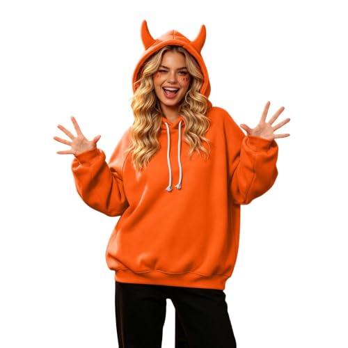 Elneeya Oversized Hoodies for Women Cute Devil Horns Office Fall Sweatshirt - image 7