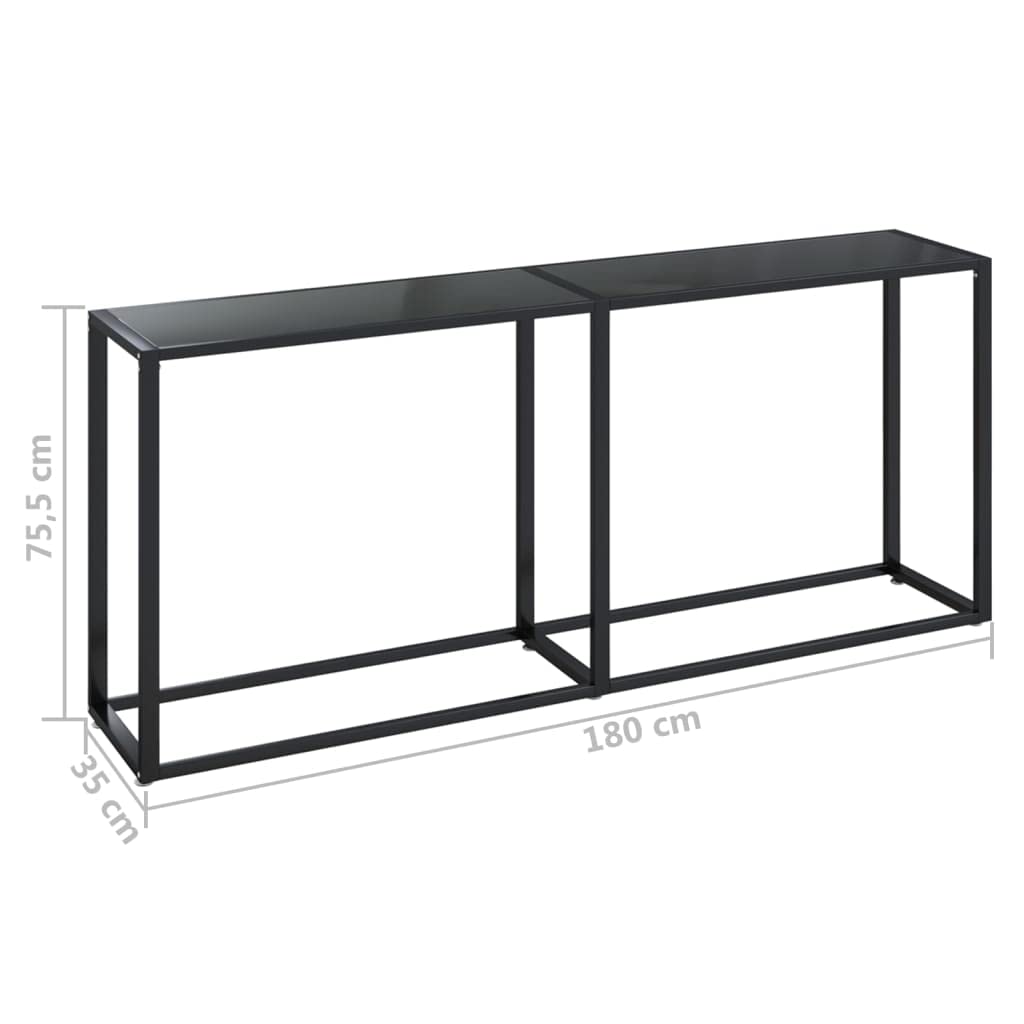Stolik konsolowy, czarny, 180 x 35 x 75,5 cm, stolik pomocniczy ze szkła hartowanego, do salonu, przedpokoju i sypialni, stabilny mebel