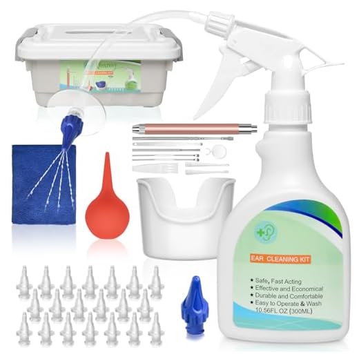 Ear Wax Removal Tool, Ear Cleaning Kits Safe Ear Irrigation Kit Ear Flush Kit for Adults Kids, Ear Wax Washer Device with LED Earwax Spoon, Basin, Bulb, Curette Kit, Towel, 40 Tips and Storage Box