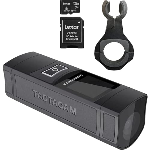 TACTACAM 6.0 Action Camera, 4k 60 FPS, 8X Zoom, Waterproof, Integrated Image Stabilization, One Touch Operation (6.0) + Lexar 128GB Micro SD Card + Mount (Barrel Mount)