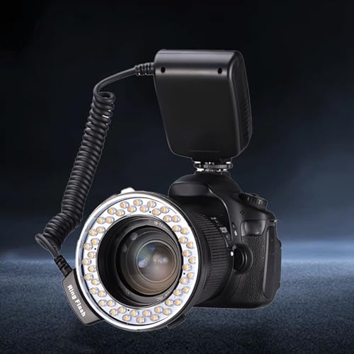 LED Macro Rings Flash Light, 48 LED Rings Light with LCD Display, Macro Rings Light with Power Control Adapter for DSLR Cameras