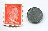 Hitler Rare Nazi Swastika 1 Reichspfennig German Coin World War Two WW2 with Orange Head Stamp MNH