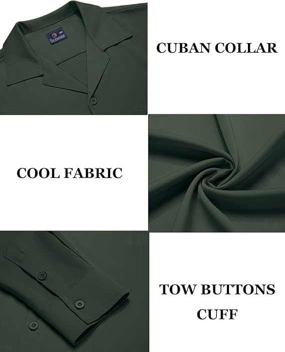 Image of CB-COLEBROOK Men Luxury Satin Silk Dress Shirt - Long Sleeve, Satin, Shiny Button Down, Prom, Wedding Party Shirt