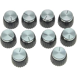 Dopro Lot de 10 boutons d’ampli de guitare noirs avec capuchon en aluminium argenté pour amplificateurs Marshall avec… - Les Beatles, Paul McCartney, John Lennon, RIngo Starr, George Harrison