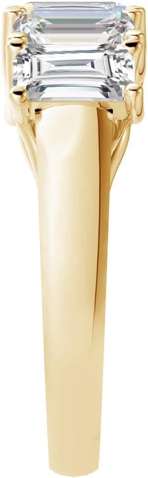 Houston Diamond District 1 to 6 Carat LAB GROWN Emerald Cut 5 Stone Ring Diamond Wedding Band Value Collection (E-F Color VS1-VS2 Clarity) - Image 4