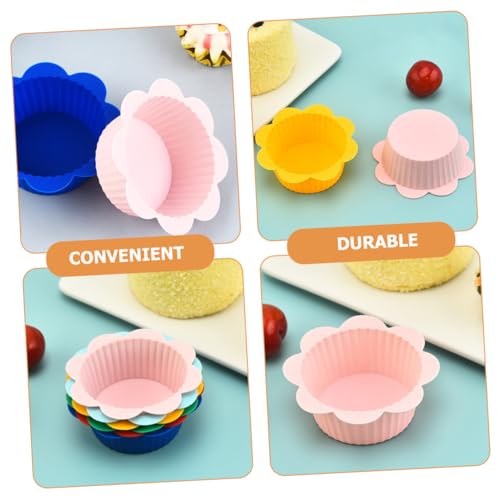24 pezzi Pirottini Muffin in Silicone Riutilizzabili Antiscivolo e Termoconduttivi con Etichette Forma di Fiore per Cupcake Pane e Dolci Creativi - immagine 5