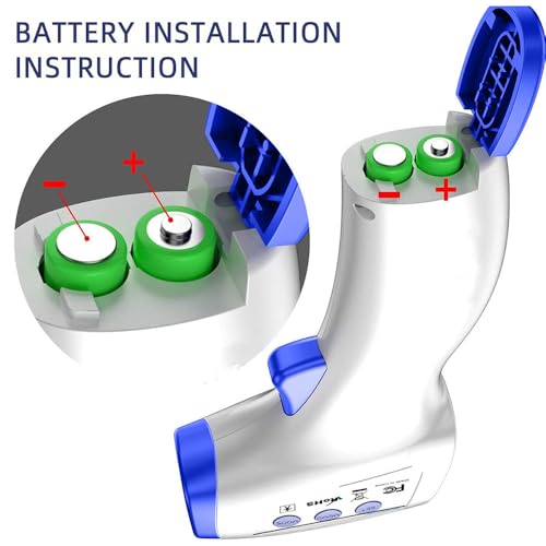 Image of DR VAKU Digital Thermometer For Fever Non-Contact Laser Infrared Forehead Thermometer Temperature Gun Accurate Reading with Large Display Battery Included] - White and Dark Blue, Plastic