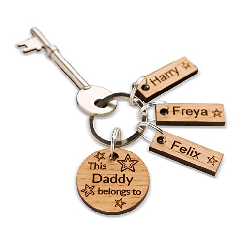 Personalised This Daddy Belongs To Name Keyring New Dad Baby Gifts Boy Girl Newborn First Father’s Day Step Grandad Grandpa Key Ring Husband Wife Dada Papa Twins New Born Son Daughter Child Children