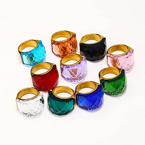 Image of HIJONES Men Women Stainless Steel Cubic Zirconia Royal Crystal Rings Wrap Band Cocktail Style
