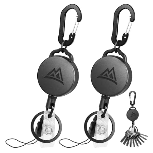 2 Pack Badge Holder Retractable Clip, Heavy Duty Badge Reel Retractable Keychain Carabiner Badge Clip with Phone Lanyard ID Badge Holders with Steel Retractable Cord