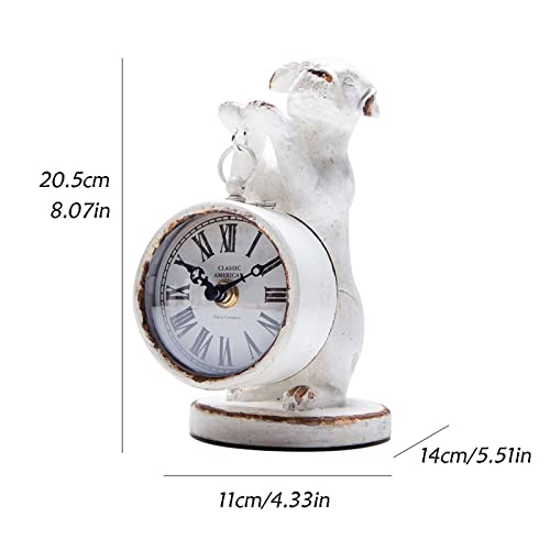 Reloj de sobremesa de cuarzo con escultura de perro decorativa vintage para mesita de noche 3