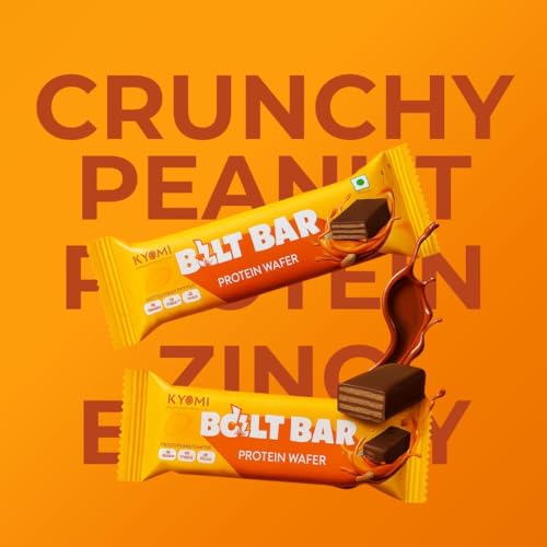 Image of Kyomi Bolt Bar Protein Wafer Bar | Choco Peanut Butter | 10g Protein | No Added Sugar | No Preservatives | 100% Vegetarian | Pack of 10 Bars (400g)
