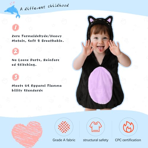 Baby Unisex Plush Animal Outfit Toddlers and Kids Cat Sleeveless Hooded Dress2