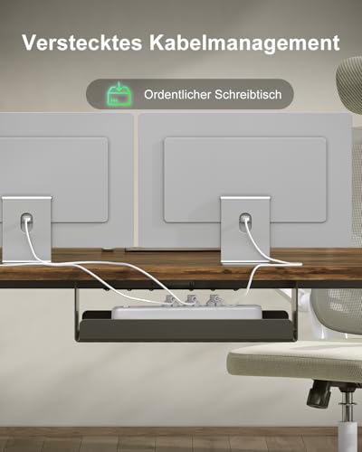 Devoko Höhenverstellbarer Schreibtisch 200x100cm mit Typ-C Ladeanschluss, Schreibtisch Höhenverstellbar Elektrisch… – Ansicht 6