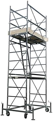 Scaffold, Scaffolding Mobile for Building Work and Plasterers TRABATTELLO Supertop in Galvanised Iron for Large Heights up to 10.50 m