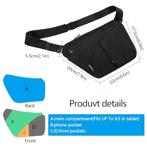 Image of OSOCE Crossbody Sling Bag, Water-Resistant Anti Theft Chest Pack, Minimalist Commuter Daypack for Travel Hiking Work