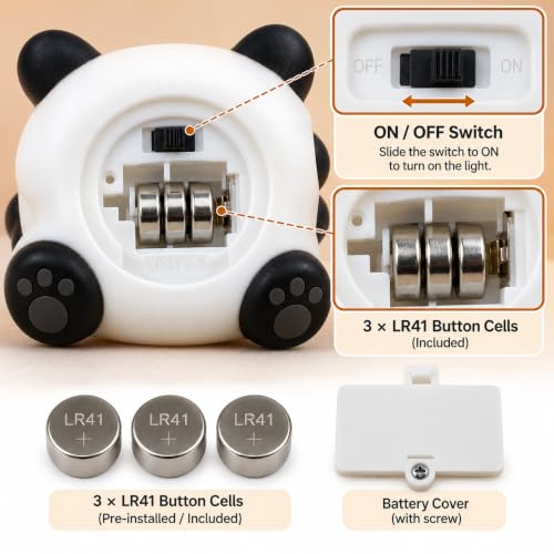Image of Cute Sitting Panda Night Light Lamp Battery Operated Table and Desk Decorations Gift Pandas (Sitting Panda)