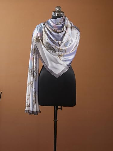 Image of Printed Poly Silken feel Scarf Stole for Women | Stylish, Soft, & Lightweight | Satin Feel Neck Scarf, Hair Scarf, Head Scarf for Women