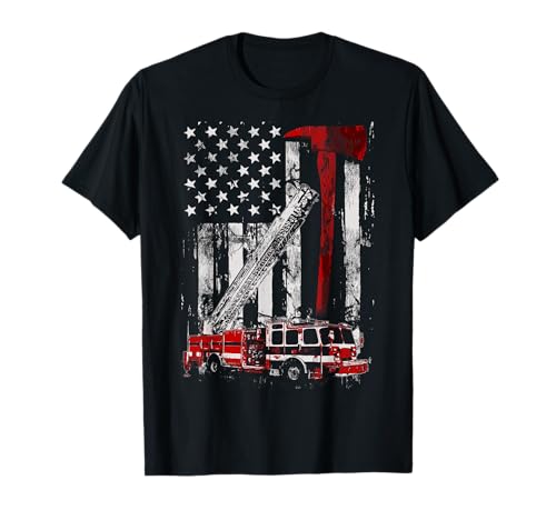Fire Engine Truck Axe T-Shirt Thin Red Line Firetruck