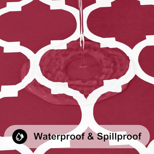 Image of Smiry Rectangle Table Cloth, Flannel Backed Vinyl Tablecloth, 52 inchx70 inch | Waterproof Plastic Tablecloths, Wipeable Table Cover for Dining, Indoor and Outdoor (Burgundy)