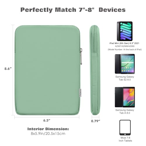 Image of MoKo 7-8 Inch Tablet Sleeve Bag, Polyester Pouch Cover Case Fits iPad mini (A17 Pro) 8.3 inch 2024, iPad mini 6 /5 /4 /3 /2 /1, Samsung Galaxy Tab S2 8.0, Tab A 8.0, ZenPad Z8s 7.9, Dark Green