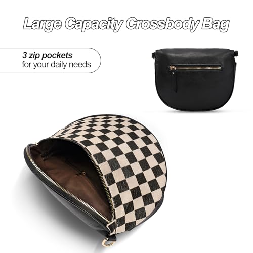 Image of Checkered Crossbody Bag, Bum Bags for Women Crossbody,Spacious Sling Bag Purse Fanny Packs with Shoulder Strap