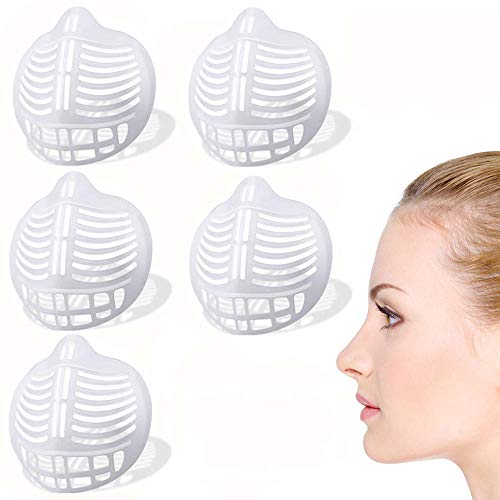 HHK 3D Insert Face Inner Bracket for Comfortable Breathing, Reusable Washable Plastic Internal Support Frame for Protect Nose and Mouth Stand Frame 5 Pack