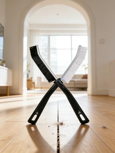 Paquete De 2 Cepillos De Limpieza De Grietas Con Cerdas Duras, Herramienta Multiusos De Limpieza De Huecos Para Baño, Cocina, Fregadero, Ventana, Coche Y Limpieza De Detalles Del Hogar, Color Negro
