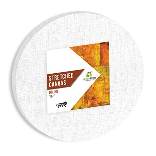 Image of Homestrap Primed Cotton Pre Stretched Round Canvas with Wooden Frame (16 Inch (1 Piece))