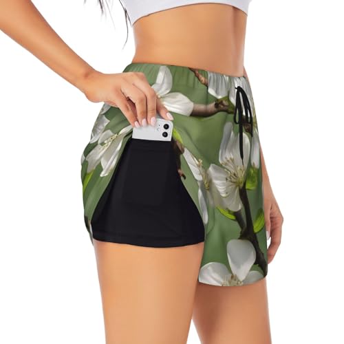Short athlétique femme léger avec motif fleuri élégant et extensible