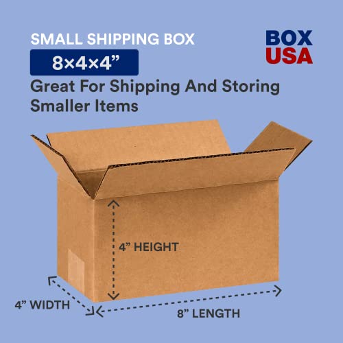 Image of BOX USA Shipping Boxes 8 inchL x 4 inchW x 4 inchH 25-Pack Long Corrugated Boxes for Moving, Shipping, Mailing, Packing, Packaging and Storage