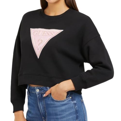 GUESS Damen Sweatshirt schwarz/weiß/rosa L