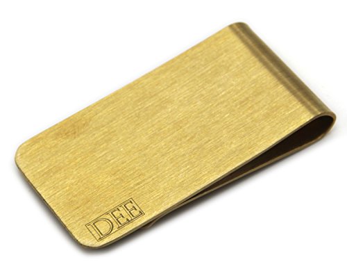 DEEZOMO Premium Polished Brass & Stainless Steel Steel Money Clip & Credit Card Holder - Brass
