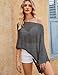 WeciBor Sheer Poncho Top for Women Y2K Knit Lightweight Shrug Sweater Cover Up Vacation Poolside Outfits Black Silver