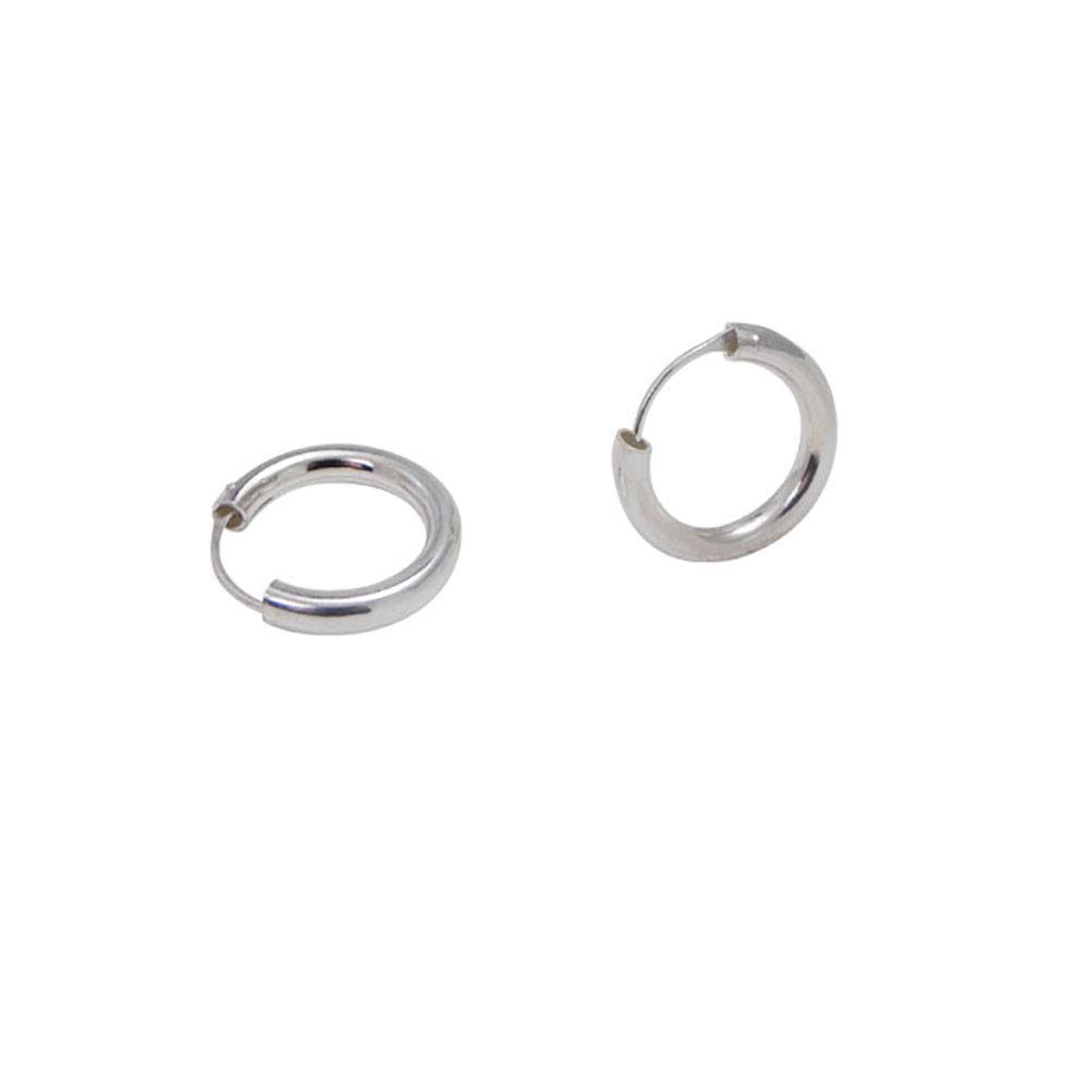 Tienda 2 Pendientes Aros Gordos de Plata de Ley 925, Unisex, diámetro exterior 20mm, grosor 3mm.