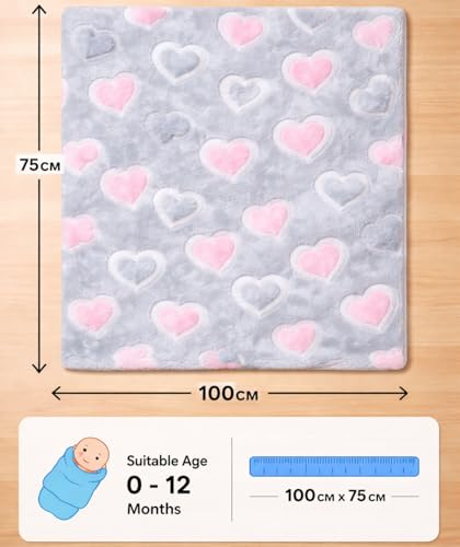 Image of First Kick Luxury Soft Baby Blanket Combo Pack of 100 x 75 cm Premium Fleece Newborn Swaddle Wrap | Baby Bath Towel All Season Blanket for 0-12 Months Crib Stroller Travel Use