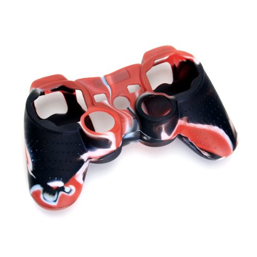 Miniatura 6 de LNIMI Skin Cover Protective Silicone Case for PS2 PS3 Controller - Black+red