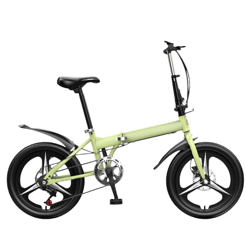 Bicicleta con Cuadro De Acero Al Carbono, Plegable, con Marchas, Frenos De Disco, Guardabarros,Adecuada para Desplazamientos Diarios De Hombres Y Uso Femenino. Green,20in