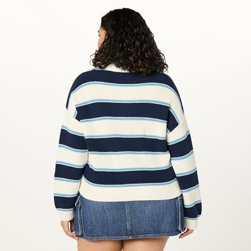 Image of The Drop womens Russel Stripe Half Zip Sweater