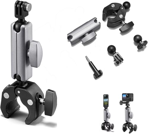 LHSUNITE Soporte de cámara deportiva para Insta-360 X3 X2 / Gopro Hero12 11 10 10 9 8/DJI DJI Osmo Pocket 2 Action 4/3/2.360° doble cabeza bola accesorios cámara deportiva bicicleta motocicleta